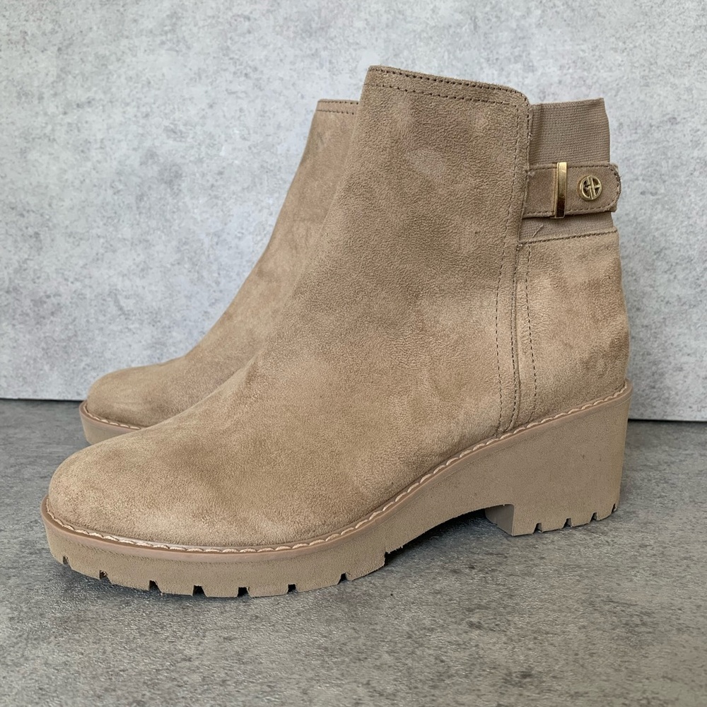 Giani Bernini Tan Memory Foam Vedaa Wedge Mushroom Microsuede Bootie 8